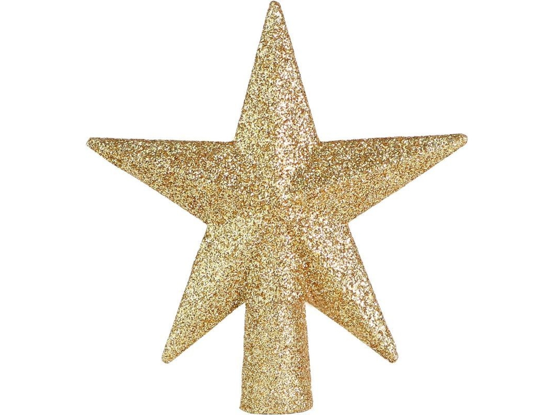 Cúspide De Árbol De Navidad Estrella Dorada Con Purpurina, Decoración Para Árbol De Navidad Pequeño