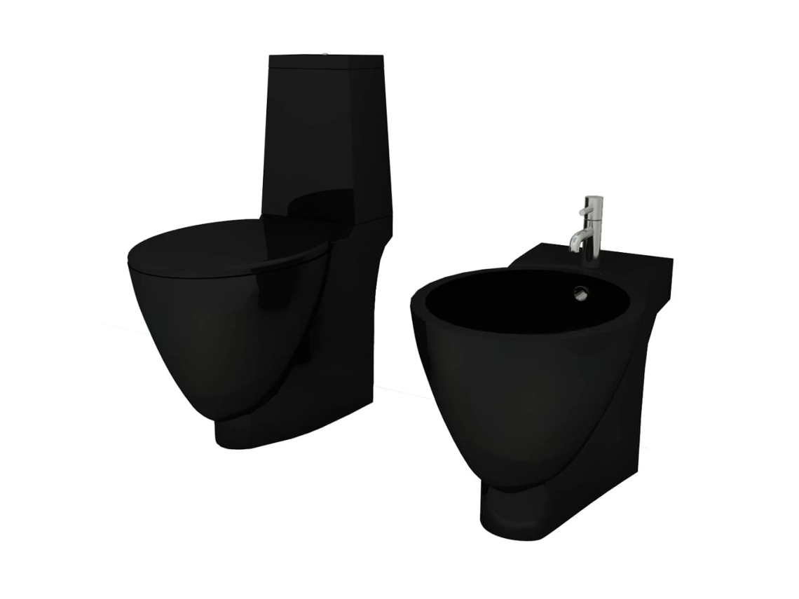 Vaso Sanitario Vidaxl Preto Cerâmica