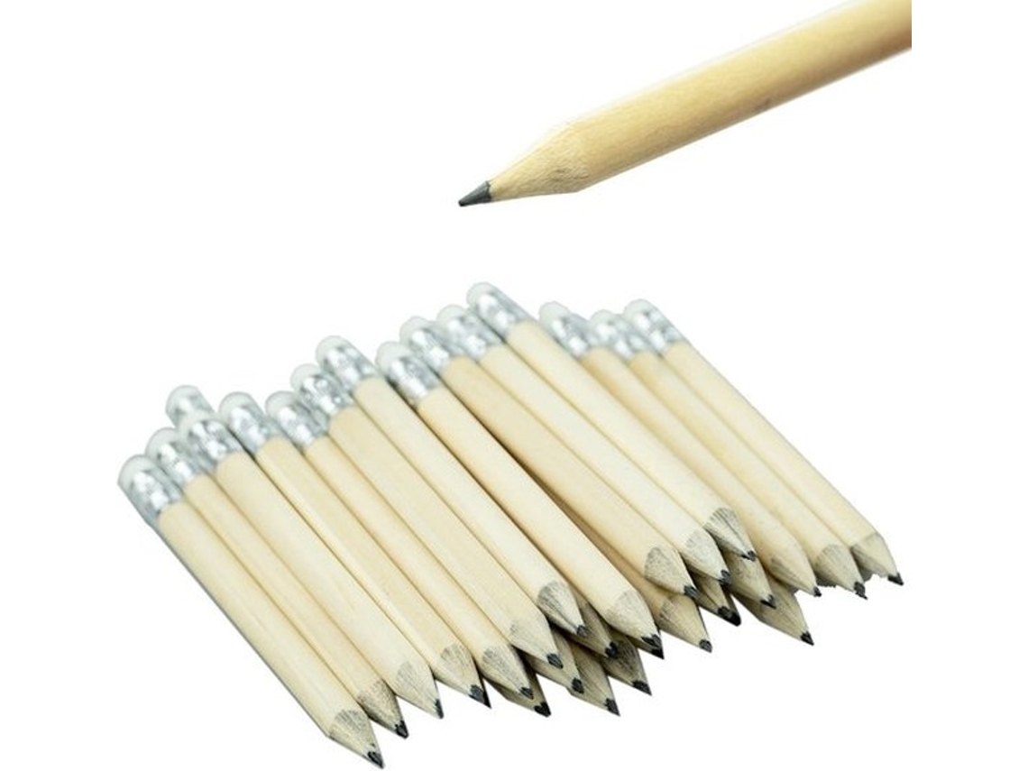 Mini-potloden 40 Unidades - Potloden De Madeira Curta - Com Borracha - Leve - Para Escola Infantil - Comprimento 10 Cm