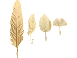 Elegantes Ganchos De Parede Em Ferro Dourado Formato Folha, Conjunto