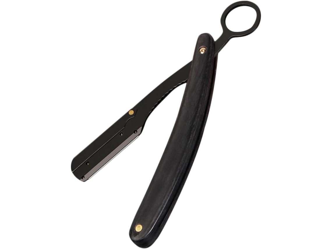 Aparelho de instalação com barra manual masculina em aço inoxidável e madeira.