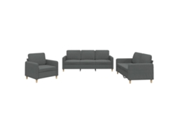 Conjunto de Sofás 3 Pcs Almofadões Tecido Cinzento Escuro MAISON EXCLUSIVE