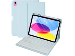 Capa Com Teclado Para Ipad 10th/11tha16 Geração, Retroiluminação Em Cores Do Arco-íris, Teclado Destacável Azul Claro Hexinyigjly