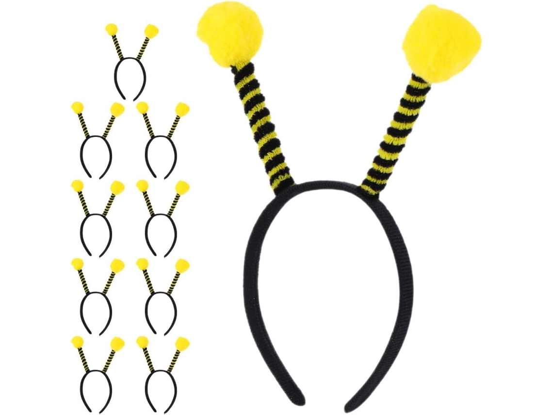 Nuobesty Pacote Com 10 Tiaras De Abelha Com Antenas E Pompons, Acessórios Para Festa De Halloween