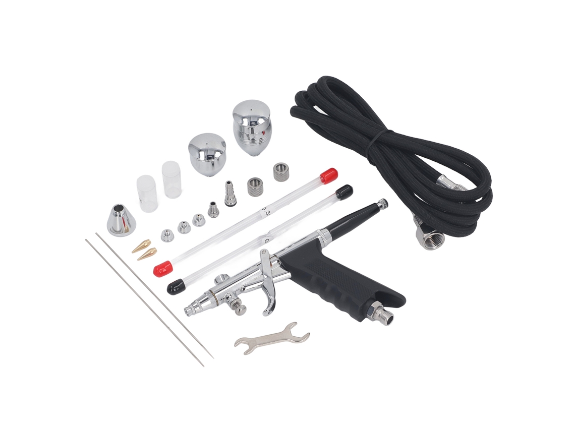 Kit De Aerógrafo De Disparo Dual Con 3 Vasos De Fluido Para Reparación De Muebles Y Pintura De Modelos Boquillas 0.3mm 0.5mm 0.8mm