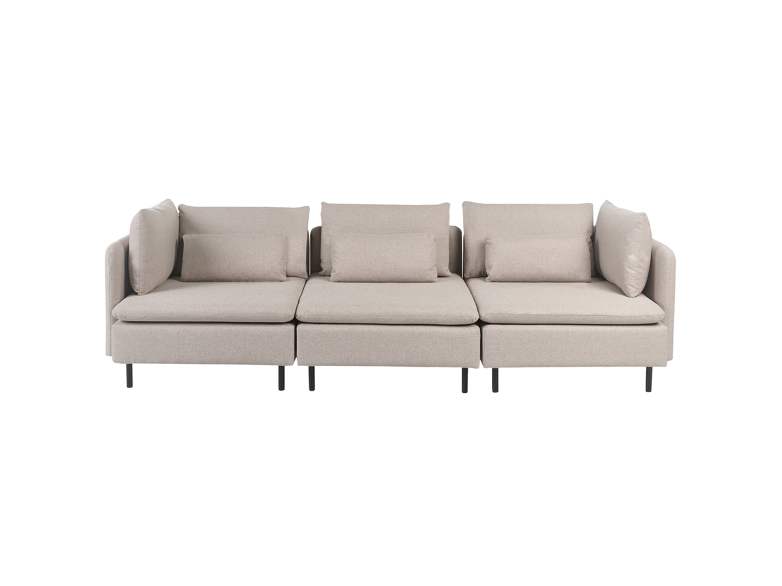 Sofá De 3 Plazas Beliani Egeris De Tela Beige 258x94x80
