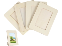 Conjunto 12 Molduras Madeira Inacabadas Fotos Ideais Trabalhos Manuais Infantis Pinturas Preencher Espaços GOKOCO
