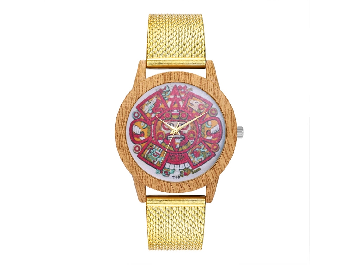 Relógio de quartzo unissex moderno com pulseira de silicone para homens e mulheres, cor dourada.