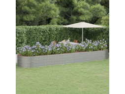 Vidaxl Canteiro Elevado Jardim 584x140x68 Aço Revestido A Pó Prateado