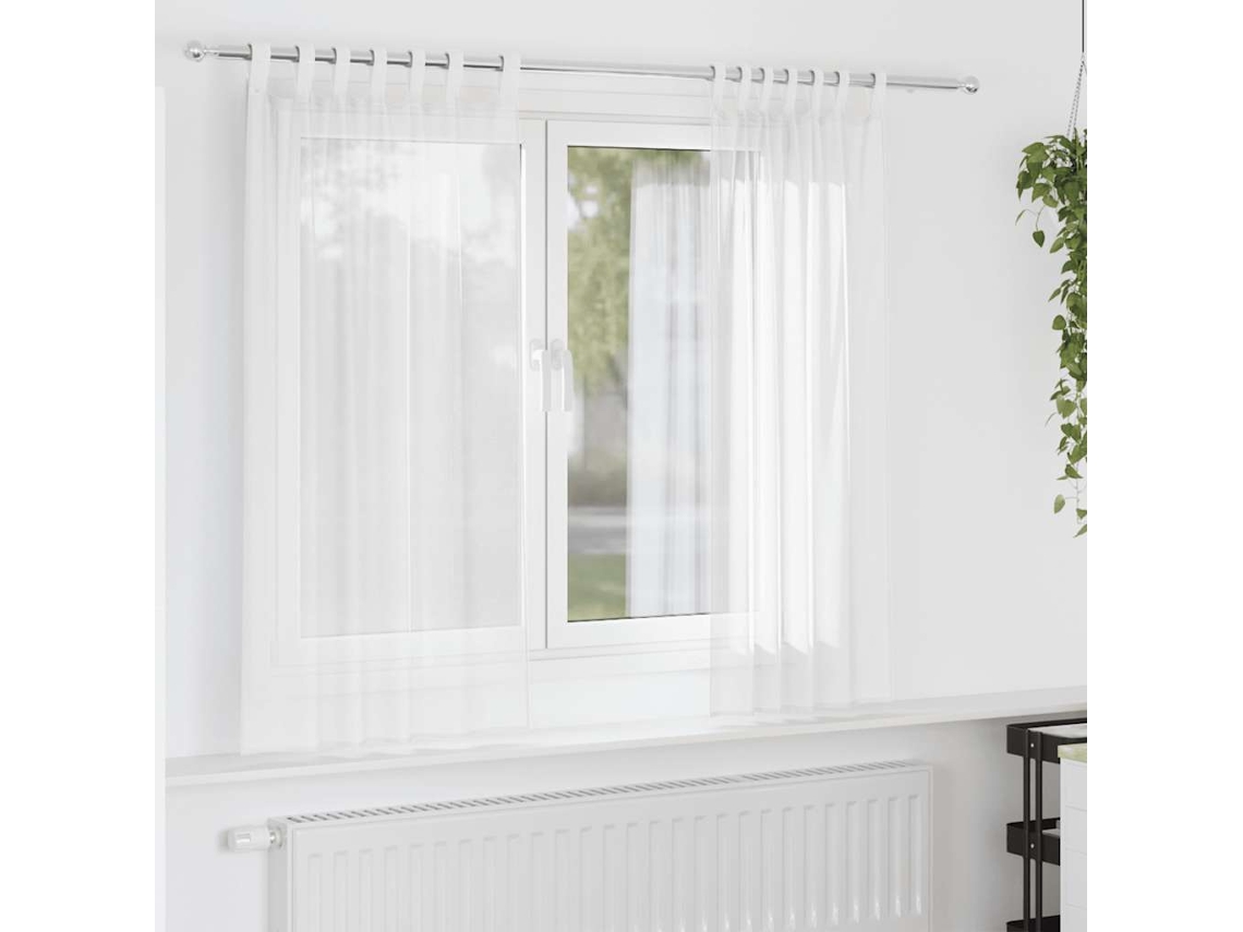 Vidaxl Cortinas De Voile Com Laços 2 Pcs Branco 140x140 Cm
