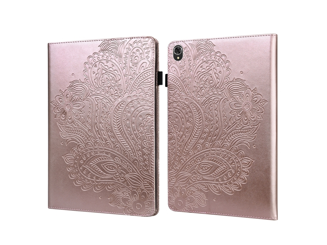 Capa De Couro Tpu+pu Halinuia Gravada De Pavão, Compatível Com Lenovo Tab K10 E M10 Plus