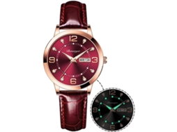Lurelia Relógio Feminino, Data/calendário, Luminoso, Detalhes Com Strass, Couro, Abs, Resistente À Água, Dourado