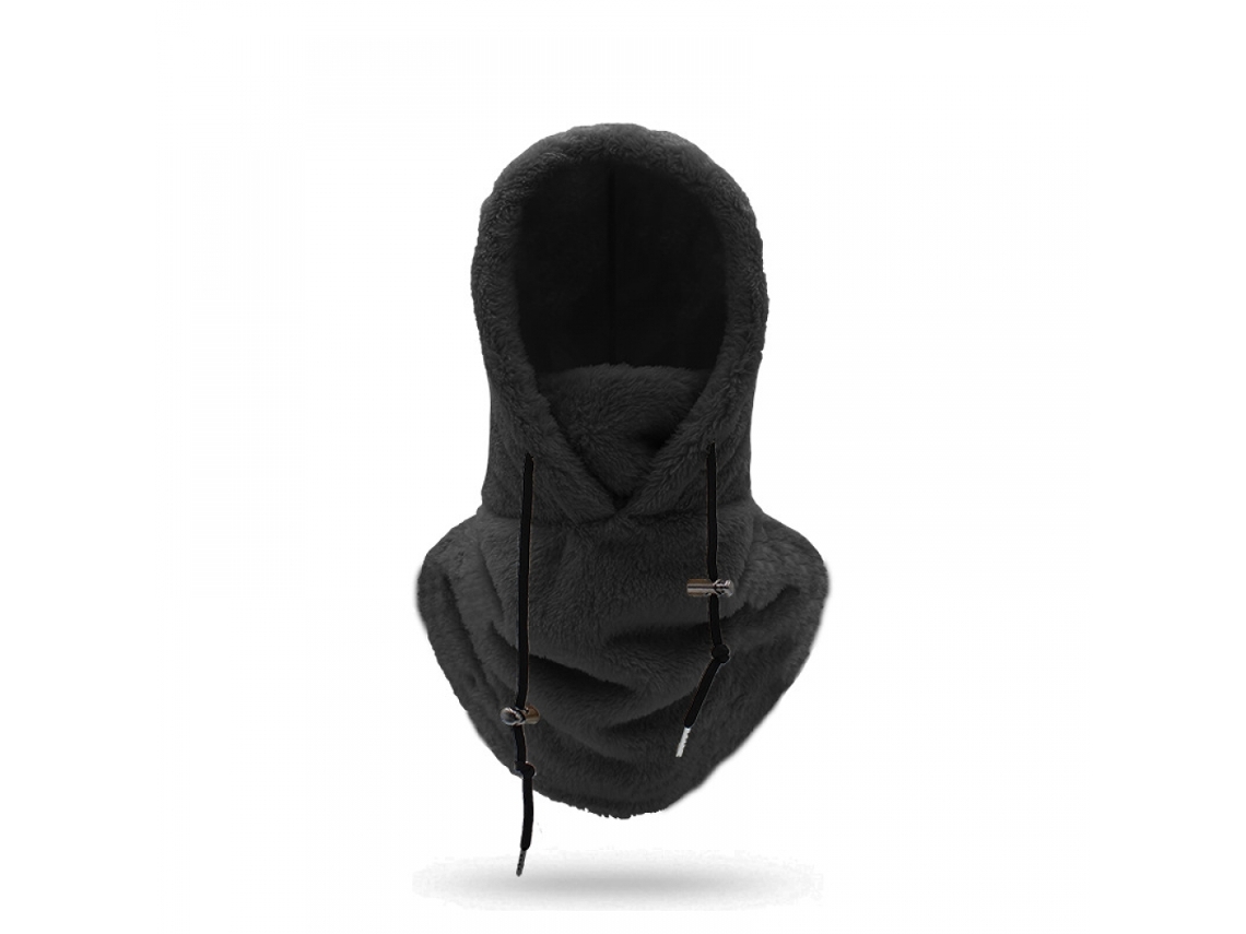Máscara de Esqui com Capuz Sherpa, Balaclava de Inverno, À Prova de Vento, Ajustável, Quente, Gorro, Cachecol Perfet Black max BRILVIBERA