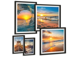 Conjunto De Pinturas Mar Por Do Sol Pontes Urbanas Espelharte (5 Peças)