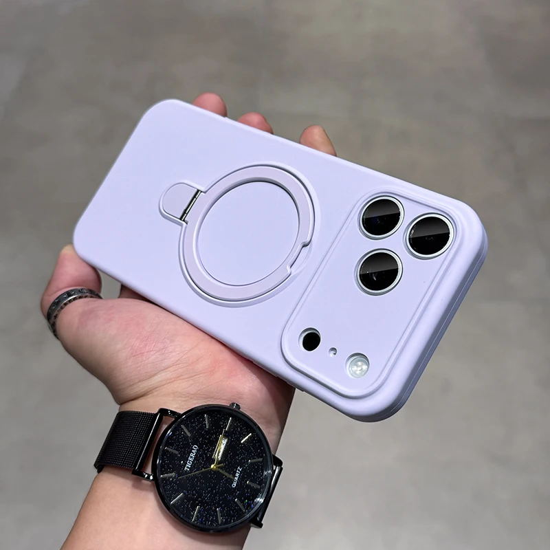 Capa De Celular Com Suporte Magnético De Metal (roxa) Para Iphone 11 Pro Max, Com Carregamento Integrado.