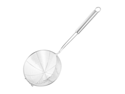 Escorredor De Massa Em Aço Inoxidável Com Colher Perfurada E Cabo Ergonômico Resistente Ao Calor Para Cozinha.