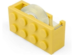 Dispensador de Fita Adesiva , Amarelo, em Formato de Bloco de Montar, Ideal para Escritórios, Restaurantes e Floriculturas. GOKOCO (1 Unidade)
