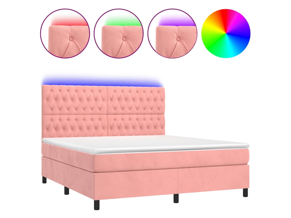 Box Spring Bed, Box Spring Beds Vidaxl Cor-de-rosa Veludo (180 X 200 Cm)