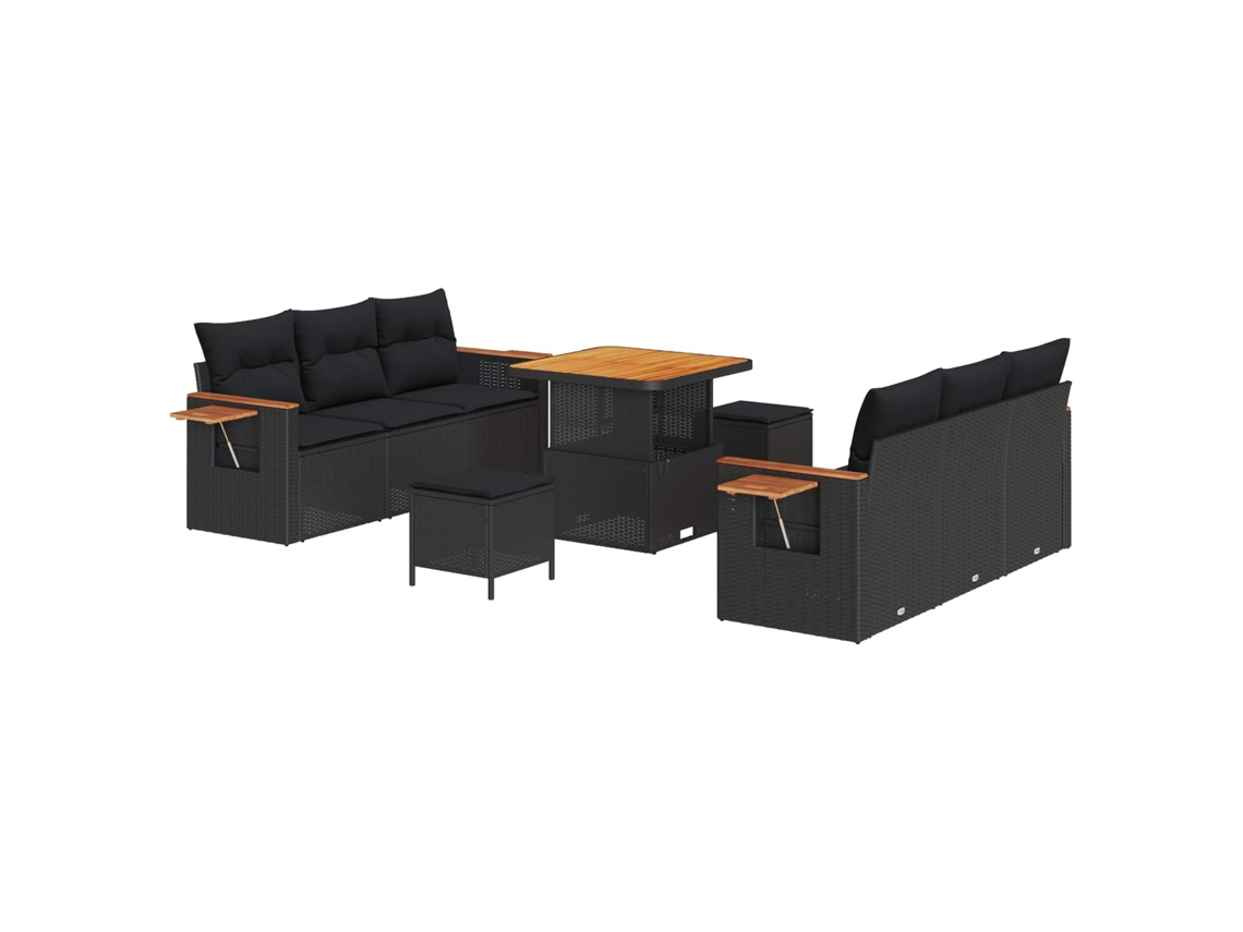 Maison Exclusive - Conjunto De Sofá De Jardim Com Almofada 11 Pcs Preto Vime Pe
