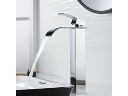 Torneira Elegante Na Pia Do Banheiro, Torneira De Alta Cascata Com Bico Super Fino, Construção De Latão Premium Para Durabilidade E Resistência À Corr
