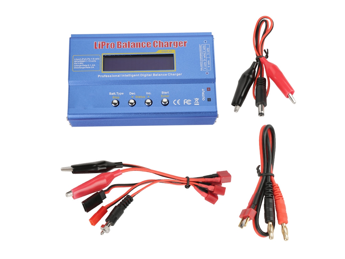 Cargador De Equilíbrio Para Baterías Nimh Com Tela Lcd, Adaptador De Energia E Modelo De Plástico Blue Nimh Nicd