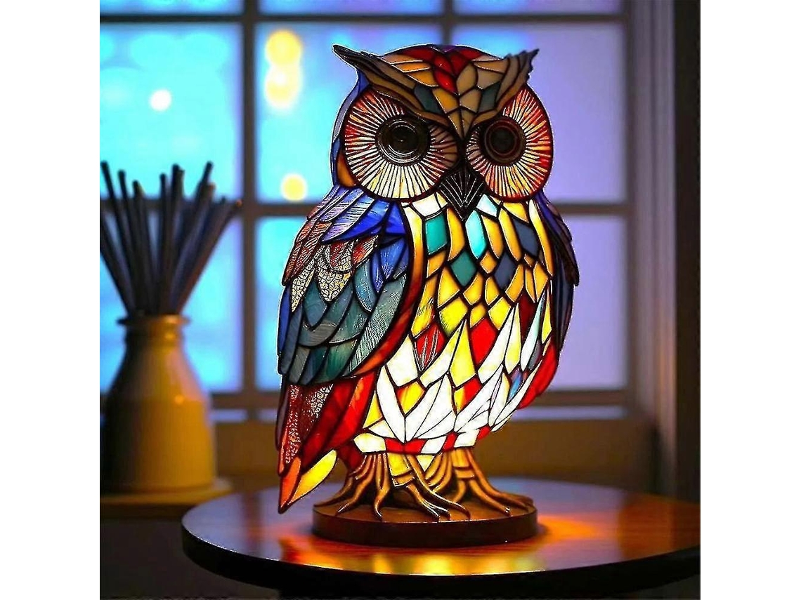 Abajur De Mesa Com Animal, Luz Noturna De Vitral, Luminária De Mesa Retrô, Presente De Natal Jrdg Olysi Shop