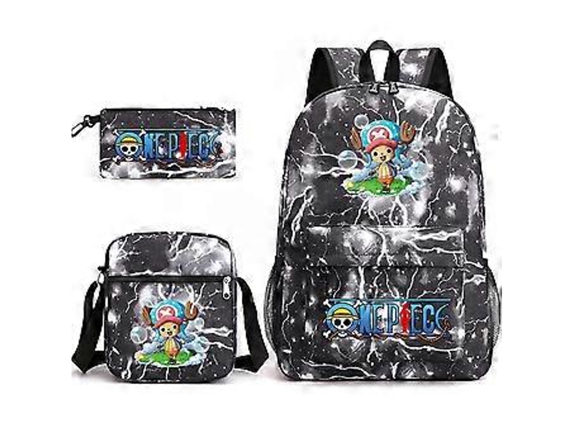 Conjunto De 3 Peças Mochila Escolar One Piece, Estojo, Bolsa Ombro _13 Aquaforge