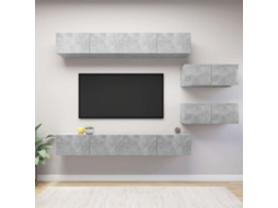 Vidaxl 6 Pcs Conjunto de Móveis de Tv Derivados Madeira Cinza Cimento