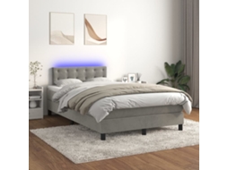 Vidaxl Cama Box Spring C/ Colchão/led 120x200 Cm Veludo Cinzento-claro