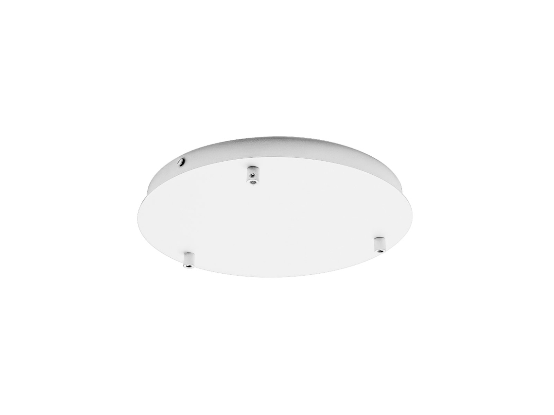 Rosácea De Teto Redonda De Metal Alice Ip20 Branca Para Luminárias Suspensas Base De Teto Moderna, Conexão De 3 Furos, Fácil Instalação Gea Luce