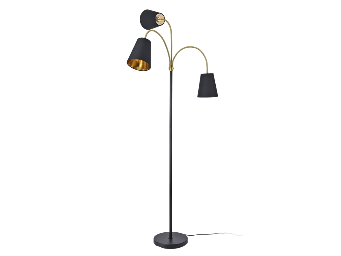 Candeeiro de Pé Wycombe 3X E14 40W Metal Tecido 154X88 Cm Preto/Dourado LUX.PRO