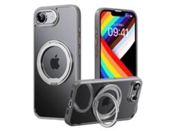Capa Giratória Com Suporte Para Iphone 16e, Pctpu, Capa Protetora Com Toque De Pele, Cinza