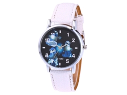 Relógio de casal casual Zhoulianfa com pulseira de PU, estampa fofa de Halloween (branco)