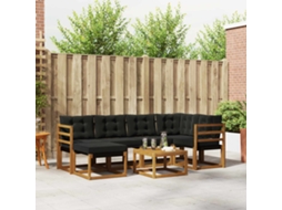 Vidaxl Conjunto De Sofás Para Exterior 7 Pcs Natural E Preto