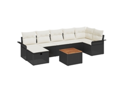 Conjunto 8 Conjunto De Sofá De Jardim Vidaxl Preto Vime Pe (55 X 55 X 37 Cm)