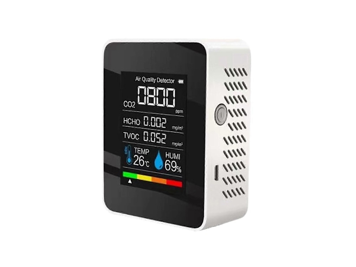 Medidor De Qualidade Do Ar 5 Em 1 Para Co2, Faixa 400,5000 Ppm, Branco