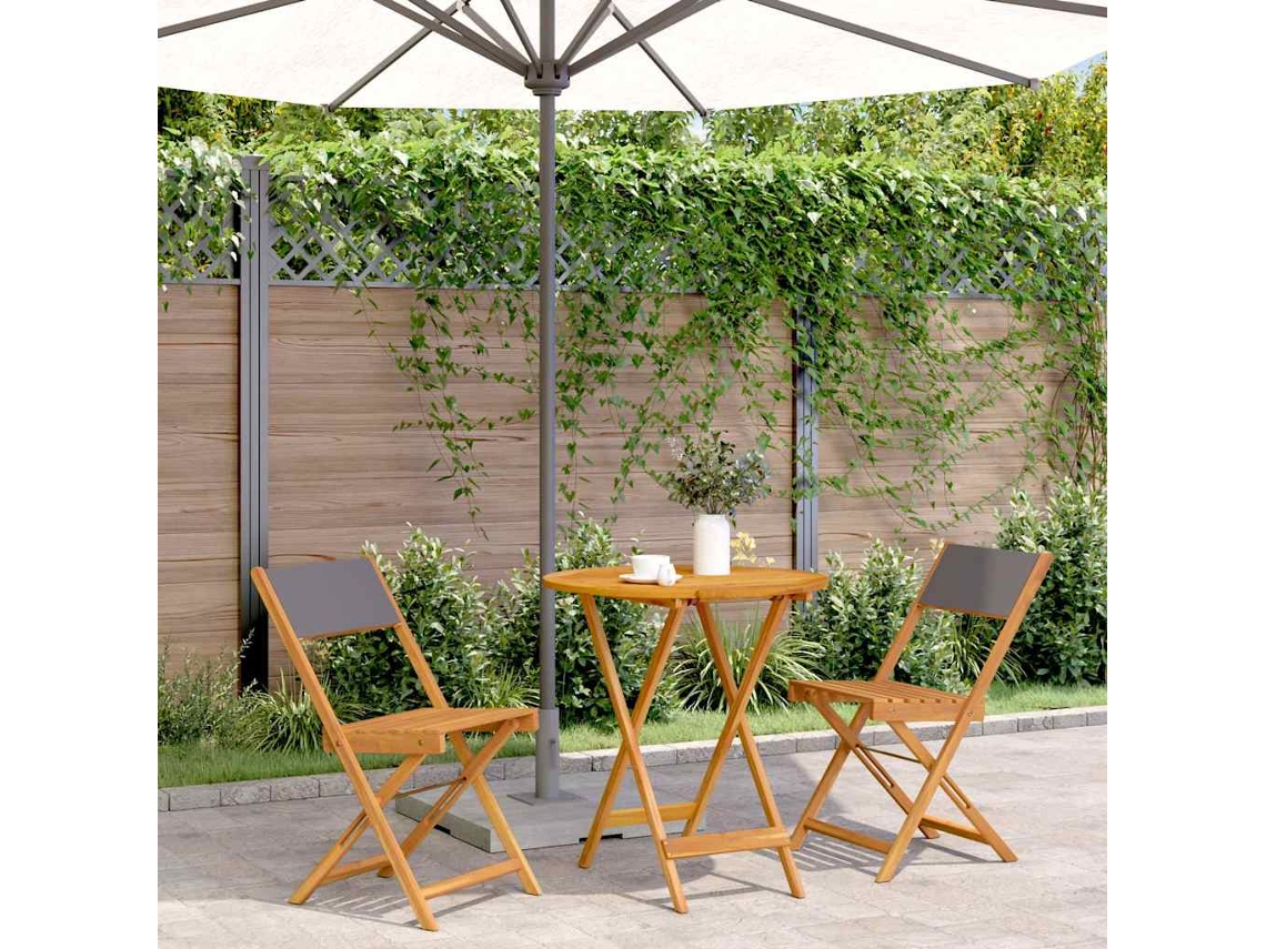 Vidaxl 3 Pcs Conjunto De Bistrô Tecido E Madeira Maciça Antracite