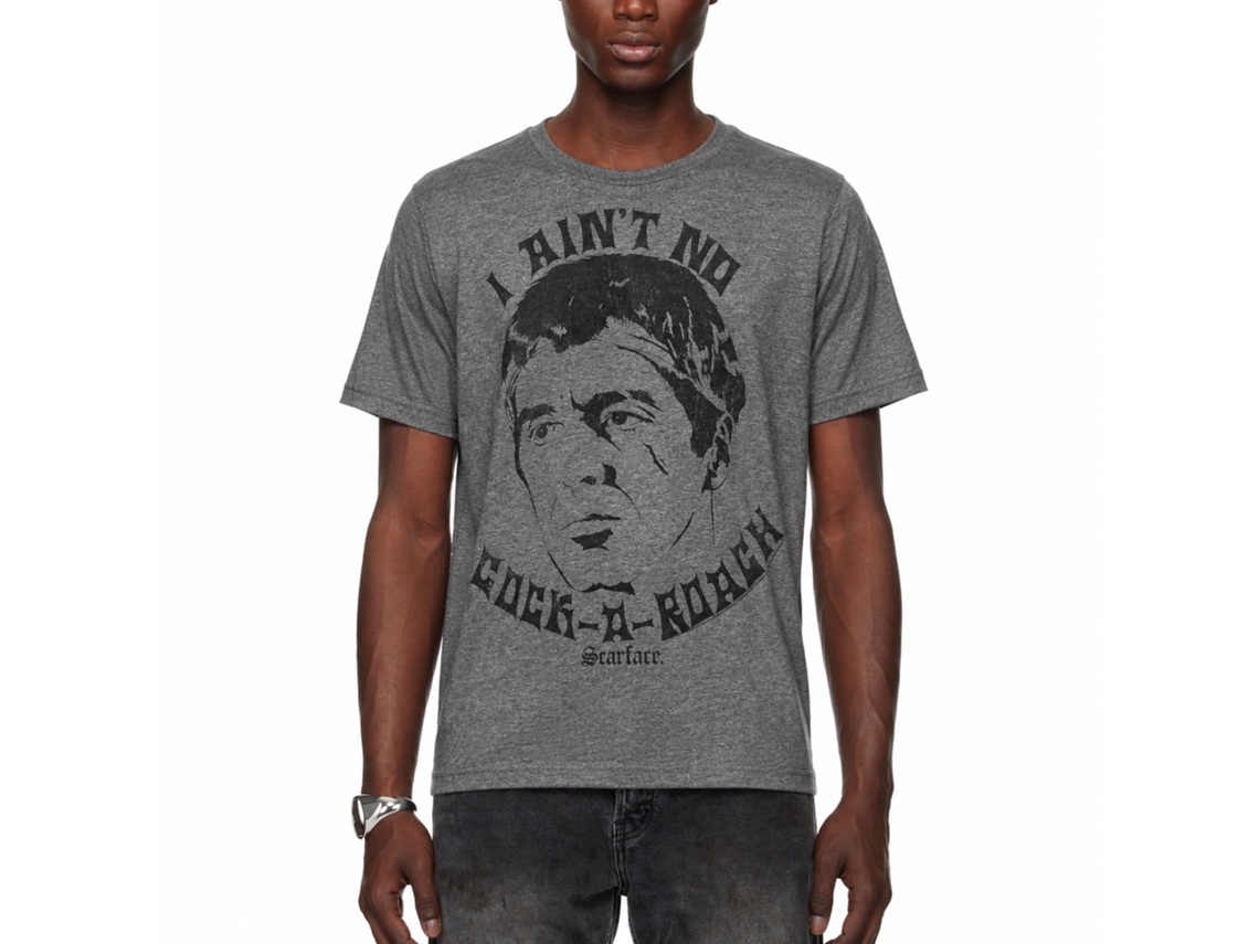 Rockinstone Scarface Movie Aint No Cockroach Heather Graphite Adult T-shirt Size:m