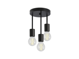 Vintage Black Plafon Foco de Teto Suspenso E27 de 3 Luzes com 3 Focos NETTLIFE