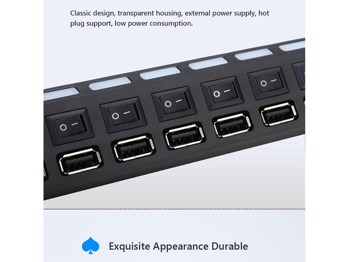 Jdl-a7 Hub Usb 2.0 Com 7 Portas, Indicador De Chave Independente E Divisor Ultra Fino