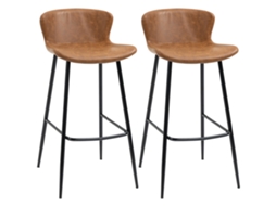 Conjunto De 2 Bancos Altos De Cozinha Com Encosto Estofado Em Pu, Carga 120 Kg, Para Bar E Sala De Jantar, 45x49x94,6 Cm, Marrom