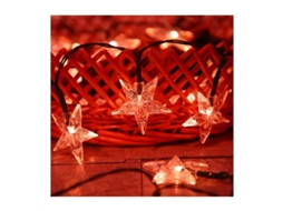 Cordão de Luzes Solares, em Formato de Estrela, 30 Leds, 6m, Cor Vermelho, À Prova D'água, para Áreas Externas AQUAFORGE