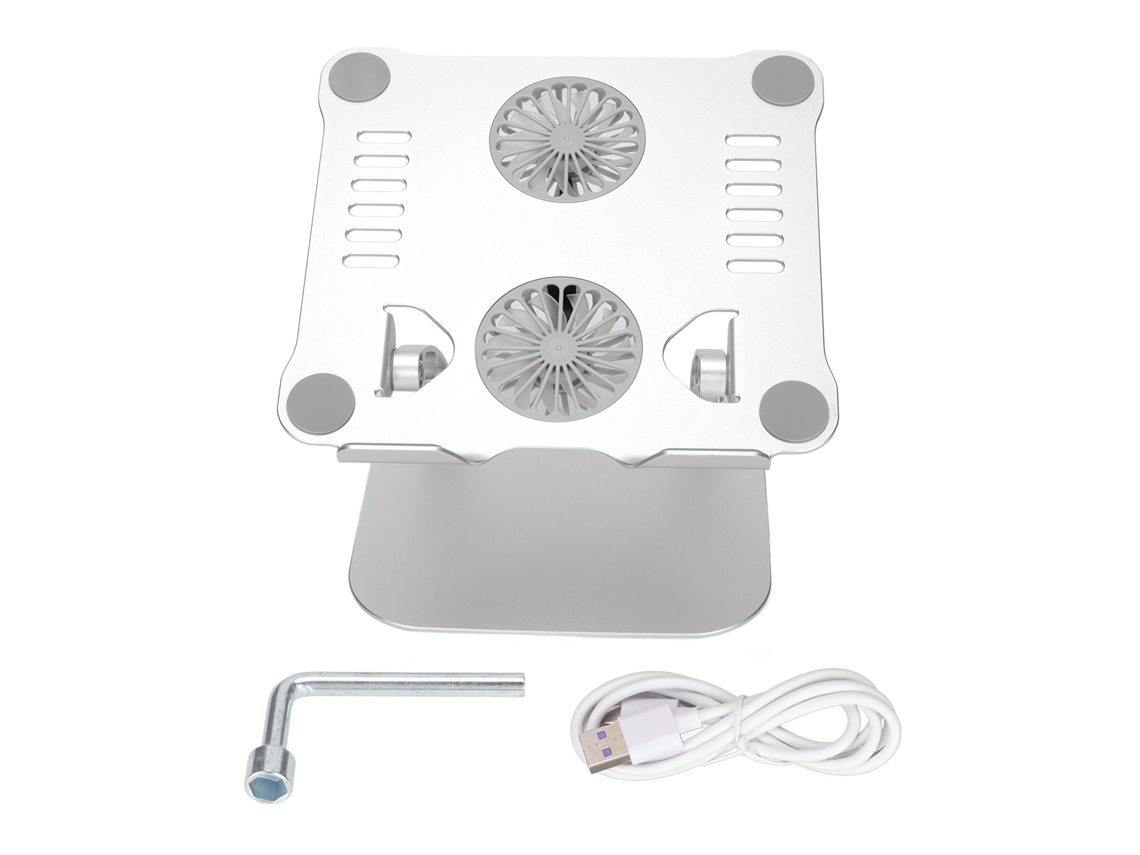 Suporte De Alumínio Para Laptop Com Ventiladores De Resfriamento Ajustáveis E Dobráveis Para Laptops De 10 A 17,3 Polegadas, Prata Slowmoose