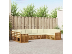 Vidaxl Conjunto De Sofá Sectional Com Almofada 10 Pcs Natural E Creme