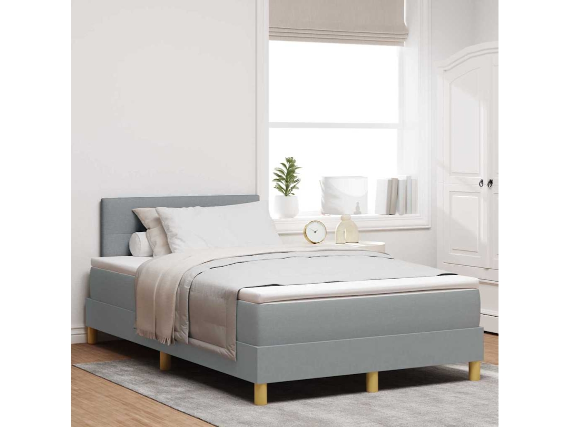 Vidaxl Cama Box Spring Led Cinzento-claro 120 X 190 Cm Tecido