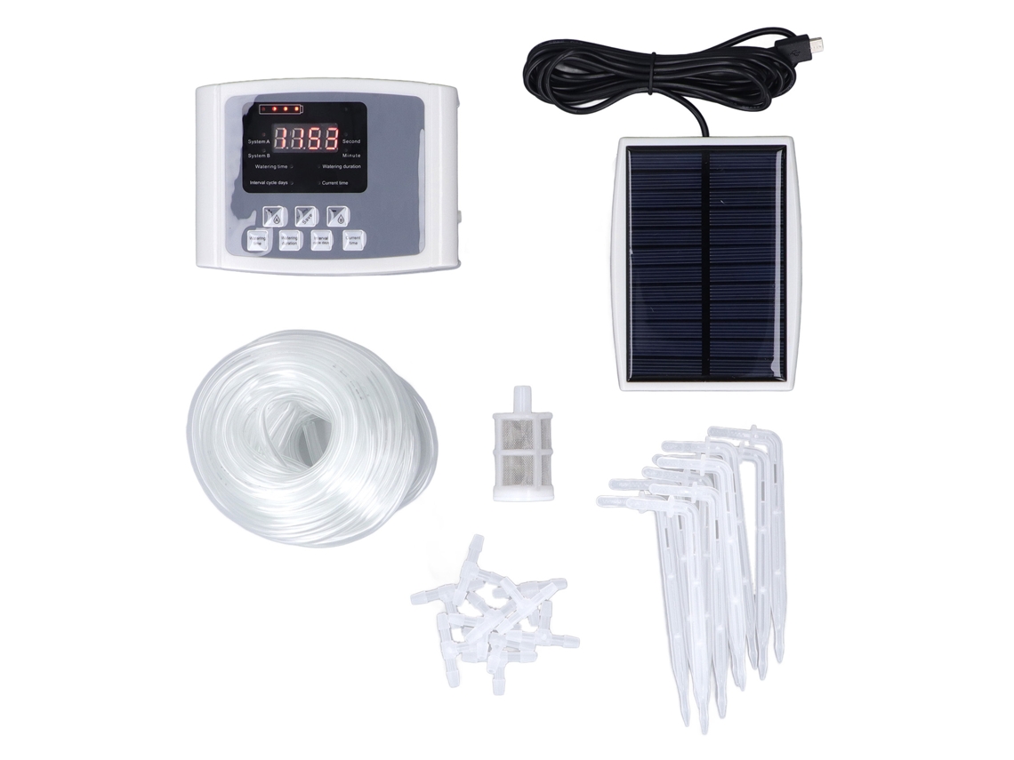 Sistema De Irrigação Automática Solar Com Bomba E Alarme Sonoro Para 10 Plantas Em Vasos Programável