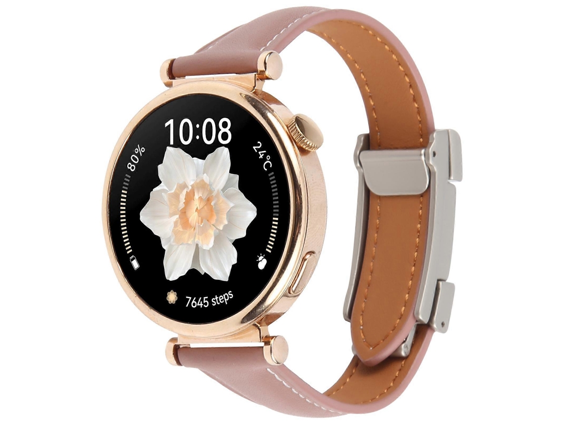 Pulseira De Couro Universal Fina Com Fecho Magnético