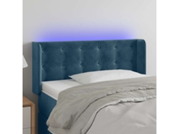 Vidaxl Cabeceira De Cama C/ Luzes Led Veludo 93x16x78/88cm Azul-escuro