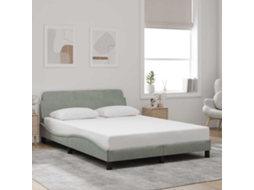 Vidaxl Estrutura De Cama Dover 140x190 Cm Veludo Cinzento-claro
