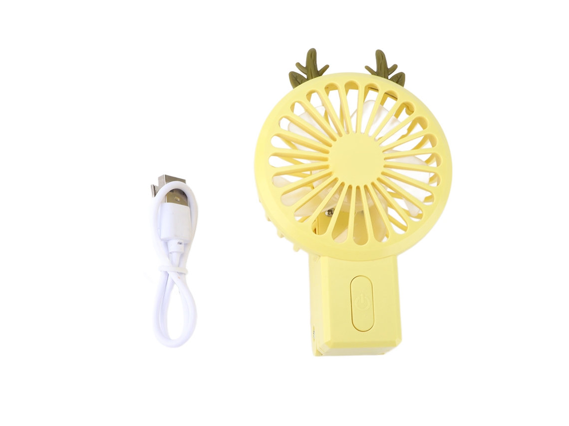 Ventoleta Portátil Cute Ear 3 Níveis 5 Lâminas Amarela